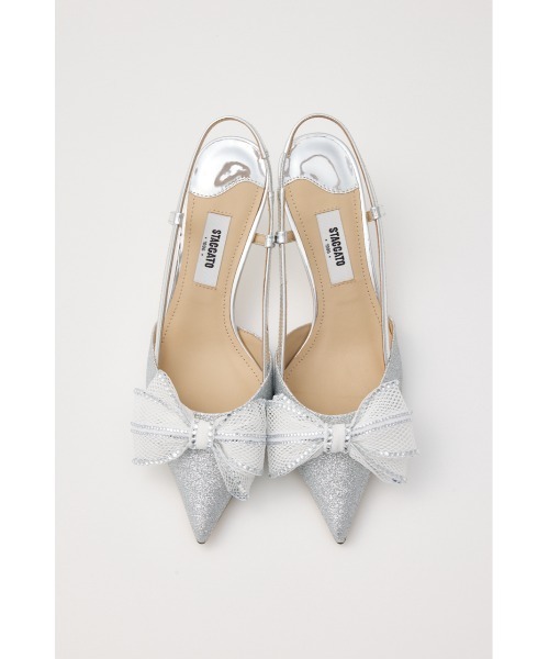 STACCATO（スタッカート） パンプス グリッターメッシュリボンパンプス