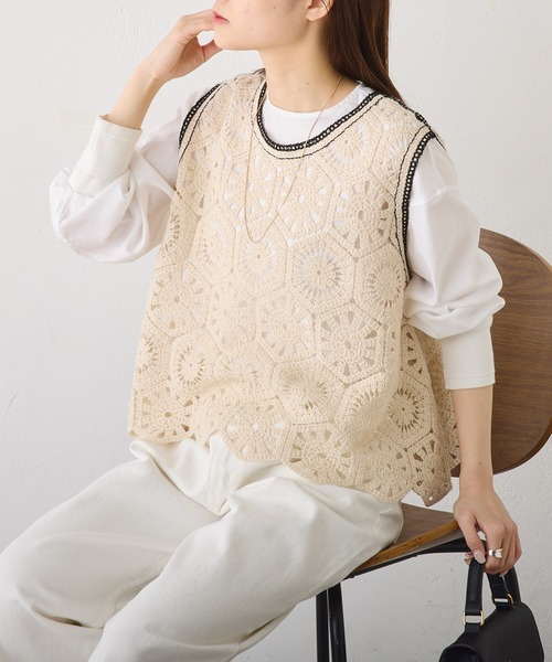 「PUAL CE CIN」 ノースリーブブラウス FREE ベージュ レディース pual ce cin 「PUAL CE CIN」 ノースリーブトップス FREE