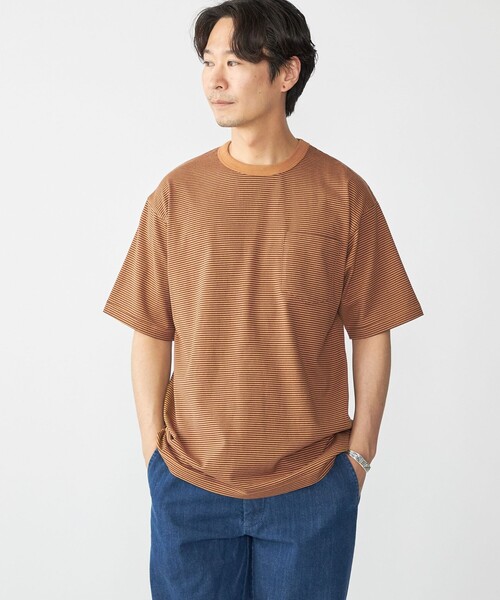 SHIPS（シップス） tシャツ SHIPS: マイクロ ボーダー リンガー T