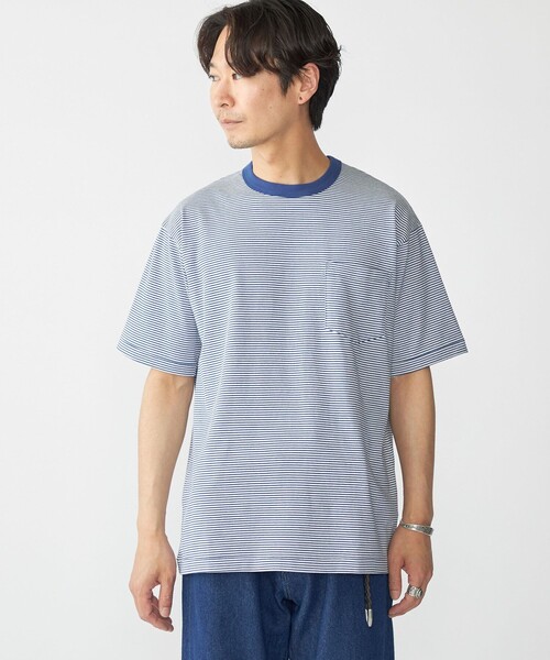 SHIPS（シップス） tシャツ SHIPS: マイクロ ボーダー リンガー T