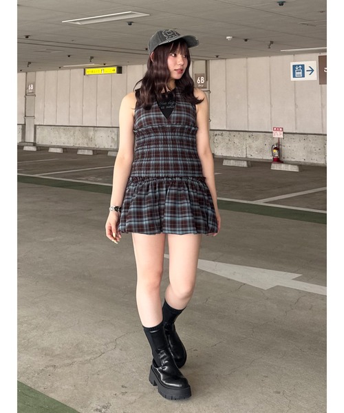 jouetie ワンピース ホルターネックバルーンチェック