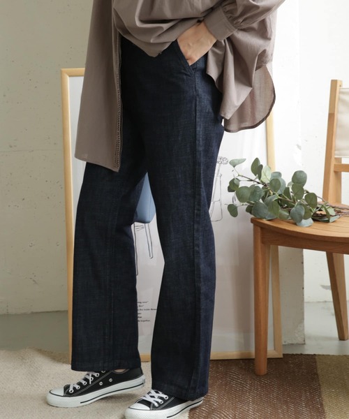 [URBAN RESEARCH DOORS] обработка Denim брюки 40 индиго голубой женский 