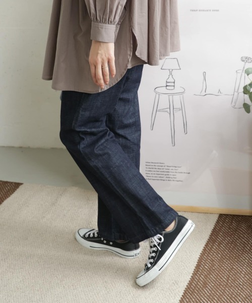 [URBAN RESEARCH DOORS] обработка Denim брюки 40 индиго голубой женский 