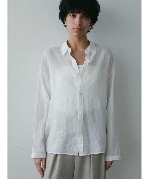 ブラウス シャツ クルーネックラミーブラウス レディース HER. ブラウス シャツ ラミーHER．シャツ レディース