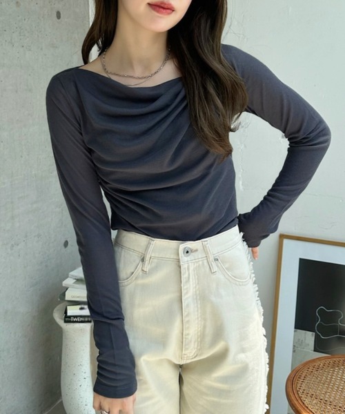 Ada. tシャツ ドレープ デザイン シアーTシャツ レディース : ZOZOTOWN