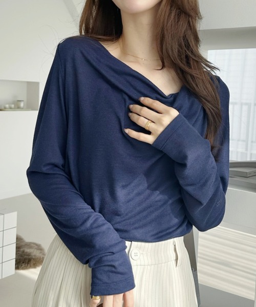 Ada. tシャツ ドレープ デザイン シアーTシャツ レディース : ZOZOTOWN