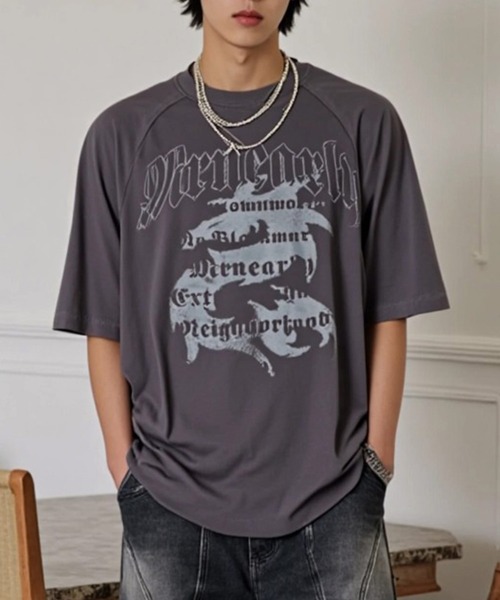 tシャツ A'GEM/9 × .kom 「ARULE/アルール」スプレー＆プリントTシャツ レディース メンズ