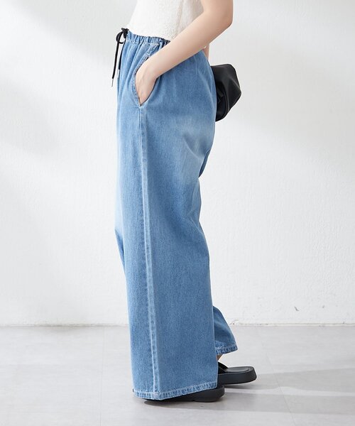 DT☆Intrend「1FINGERE」楽ちんな春夏デニム生地イージーパンツ continuer de NICE CLAUP ジーンズ デニム デニムパンツ 「新色