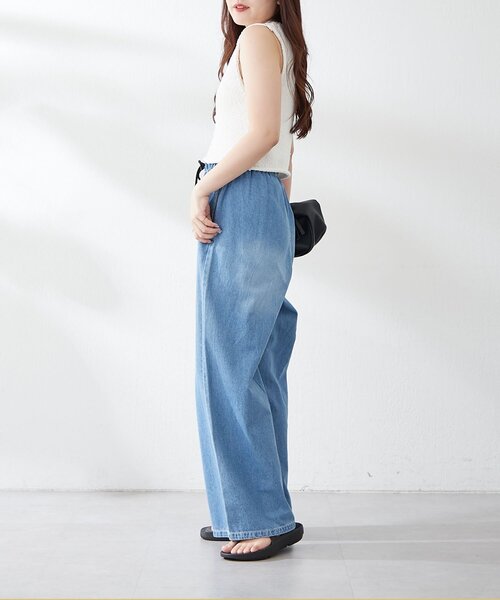 DT☆Intrend「1FINGERE」楽ちんな春夏デニム生地イージーパンツ continuer de NICE CLAUP ジーンズ デニム デニムパンツ 「新色