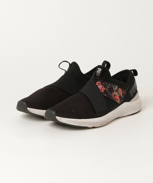 PUMA 「PUMA」 花柄スリッポン 24cm ブラック レディース