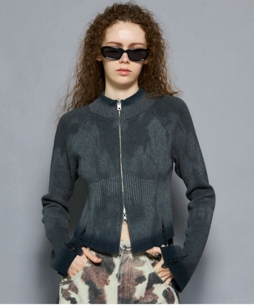 カーディガン 「25AW PRE-ORDER」Reversible Pigment Zip Cardigan/リバシーブルピグメントジップカーディガン