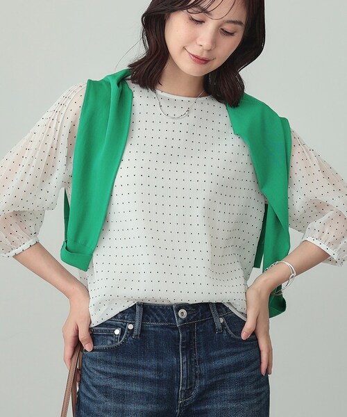 y.okさん専用 INDIVI（インディヴィ） ブラウス シャツ フロッキードットブラウス