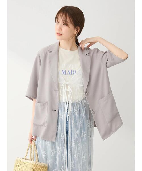 「Green Parks」 テーラードジャケット FREE ライトグレー レディース_画像2