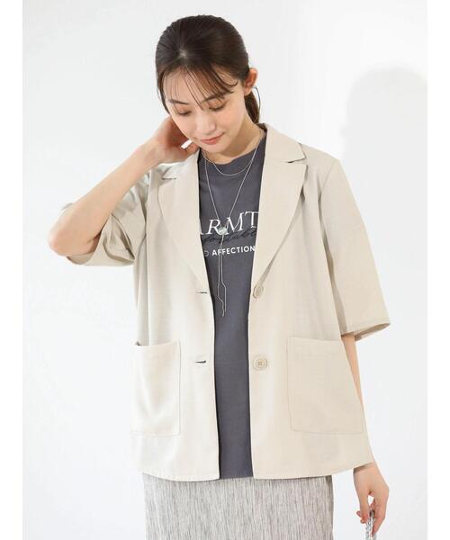 「Green Parks」 テーラードジャケット FREE ライトグレー レディース_画像4