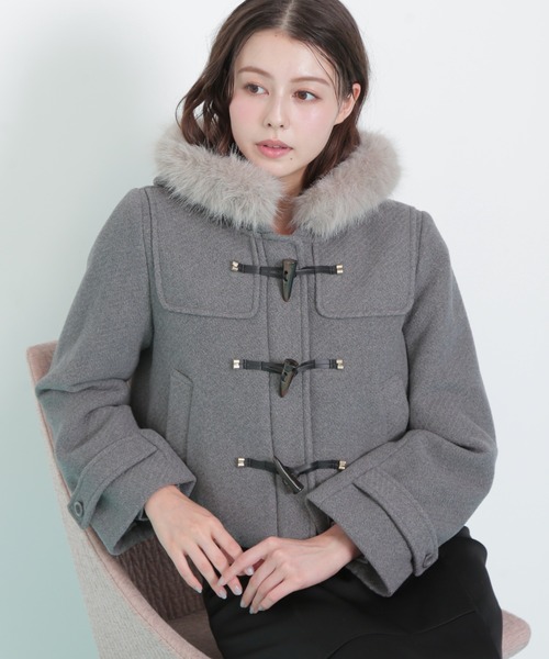 【JILL by JILLSTUART】ベージュ ダッフルコート ファー付き JILL by JILLSTUART】ベージュ ダッフルコート ファー付き