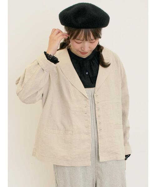 Samansa Mos2 ジャケット ノーカラージャケット 「Cross×Linen