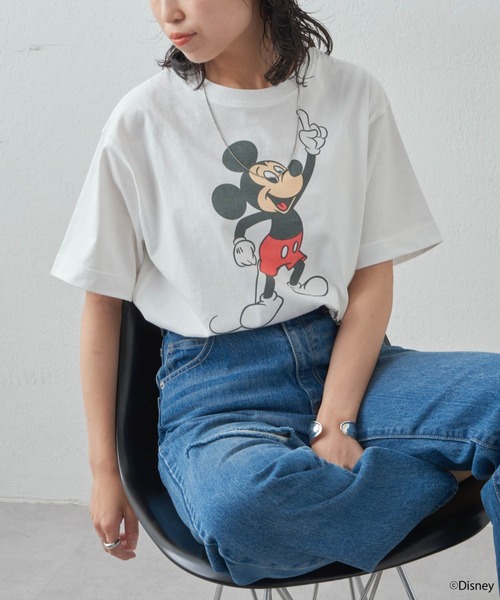 「MICKEY MOUSE」 半袖Tシャツ FREE チャコールグレー レディース_画像7