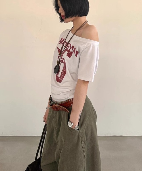 「MEMECLE」 半袖カットソー MEDIUM ホワイト レディース_画像5