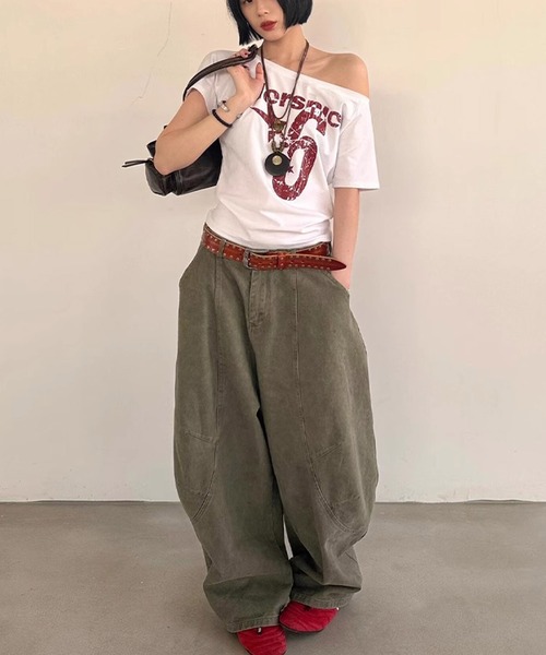 「MEMECLE」 半袖カットソー MEDIUM ホワイト レディース_画像6