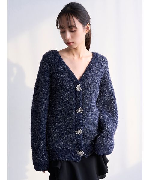 SNIDEL（スナイデル） カーディガン ビジューリボンミドルカーディガン