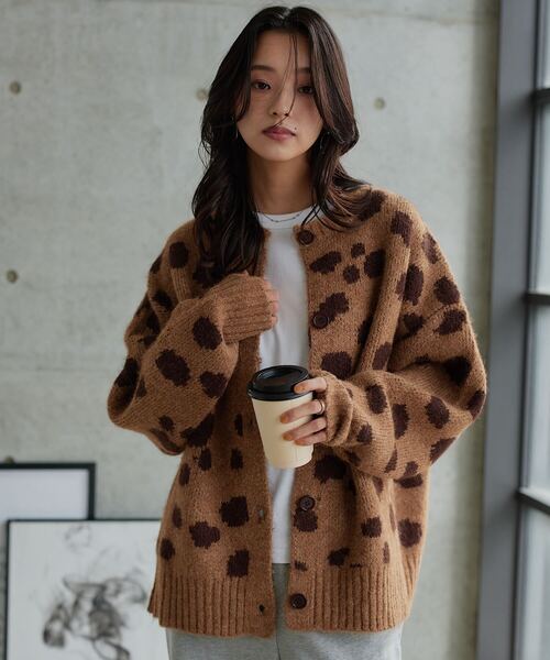 KOBE LETTUCE（神戸レタス） カーディガン レオパードシャギーニット
