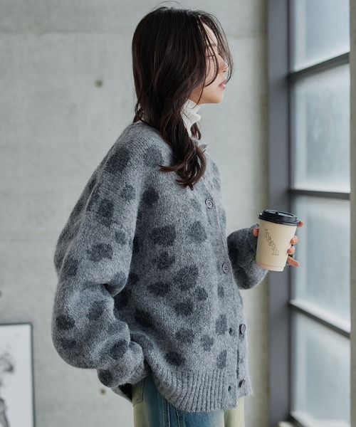 KOBE LETTUCE（神戸レタス） カーディガン レオパードシャギーニット