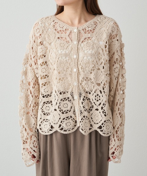 「PUAL CE CIN」 ニットカーディガン FREE チャコールグレー レディース_画像7