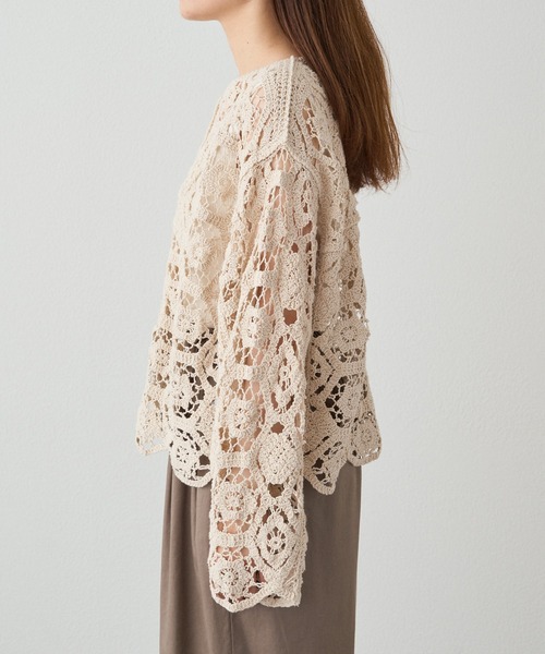 「PUAL CE CIN」 ニットカーディガン FREE チャコールグレー レディース_画像8