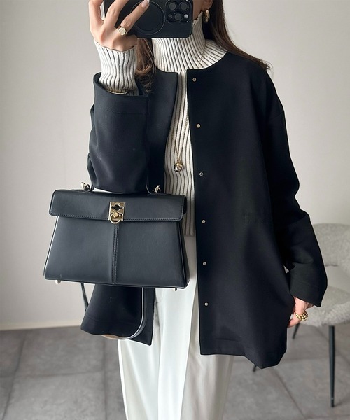 Emma Taylor（エマテイラー） ノーカラーコート 36 ブラック