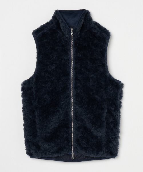 three dots フェイクファー ベスト three dots(スリードッツ)｜エコペルファーリバーシブルベスト