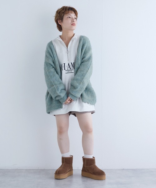 「w closet」 ニットカーディガン FREE サックスブルー レディース_画像2