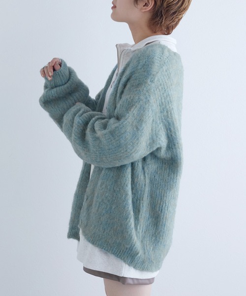 「w closet」 ニットカーディガン FREE サックスブルー レディース_画像3