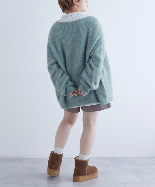 「w closet」 ニットカーディガン FREE サックスブルー レディース_画像4