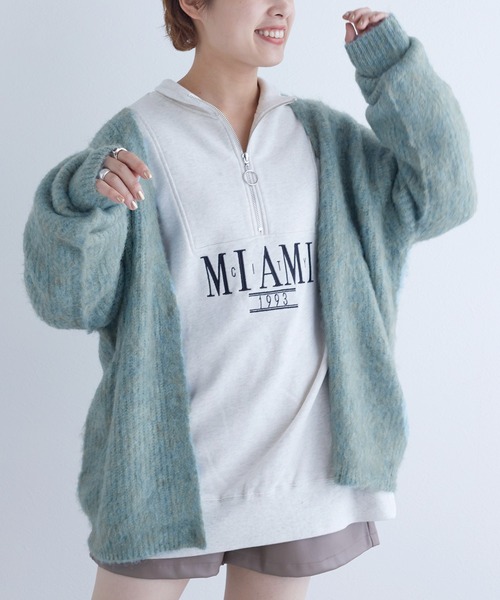 「w closet」 ニットカーディガン FREE サックスブルー レディース_画像9