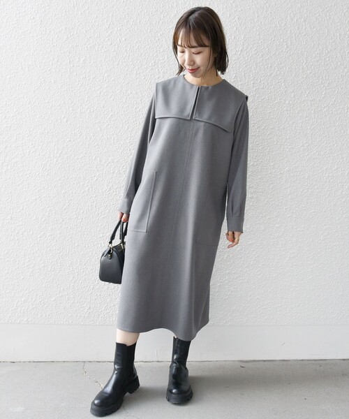 SHIPS any 「SHIPS any」 長袖ワンピース ONE SIZE グレー系その他