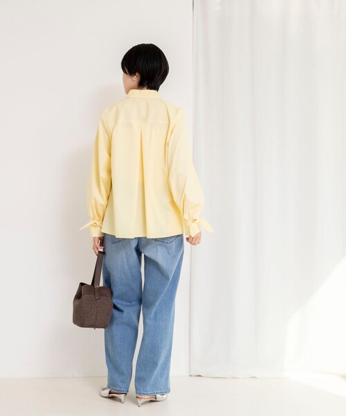 売約済 新品 NOLLEY’S ノーリーズ シャツ オーバーサイズ 長袖コットン NOLLEY'S（ノーリーズ） ブラウス シャツ ウォッシャブル袖リボン付き