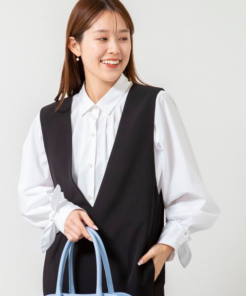 NOLLEY'S（ノーリーズ） ブラウス シャツ ウォッシャブル袖リボン付き