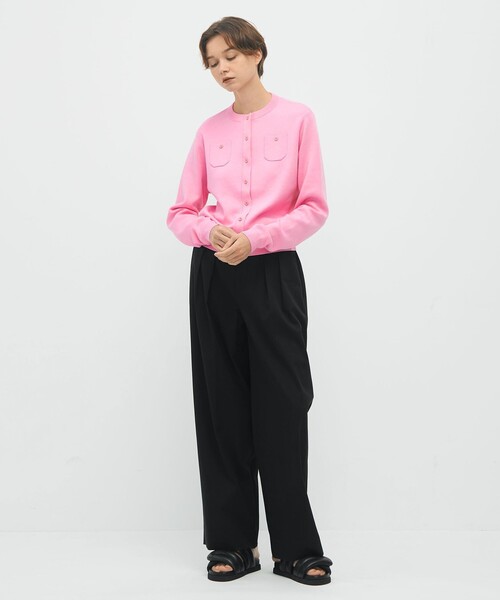 「CABaN」 ニットカーディガン X-SMALL ダークパープル レディースの画像