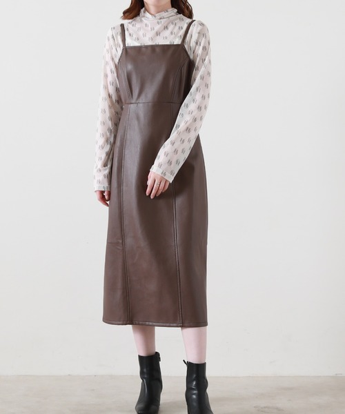 「Cheek」 キャミソールワンピース MEDIUM ブラウン レディース_画像9