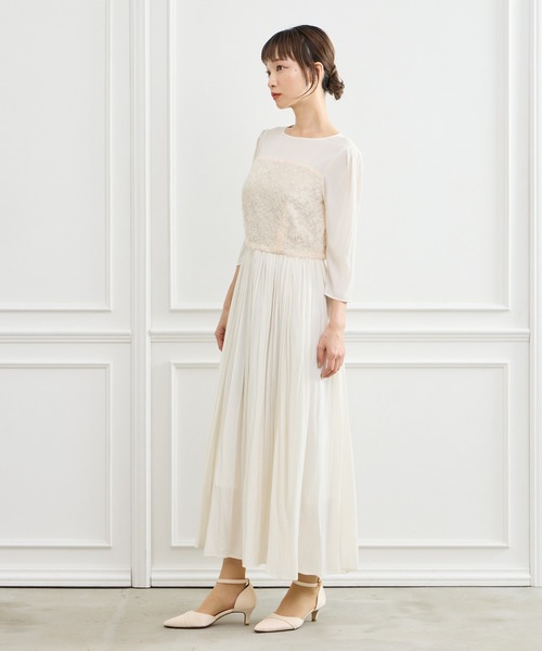 「AIMER」 7分袖ワンピース MEDIUM オフホワイト レディースの画像
