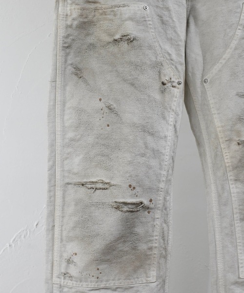 ミヤギヒデタカ　Damaged Work Pants / WHITE Rafu（ラフ） ジーンズ 「MIYAGIHIDETAKA」Damaged Work Pants メンズ