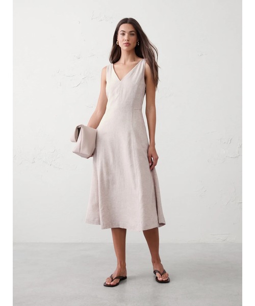 ワンピース BANANA REPUBLIC FACTORY STORE　　リネン ブレンド ドレーピー ミディ ワンピース