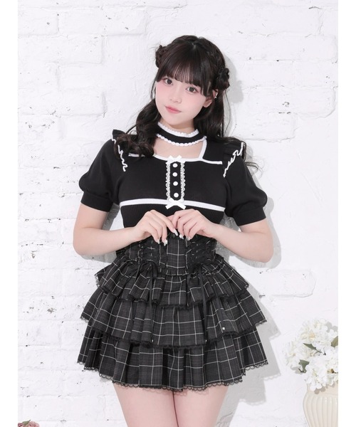 NOEMIE（ノエミー） tシャツ 半袖 パイピング配色ニットトップス 