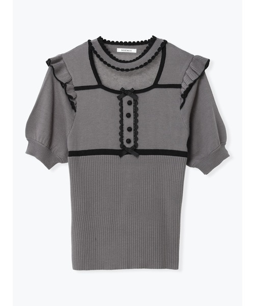 NOEMIE（ノエミー） tシャツ 半袖 パイピング配色ニットトップス