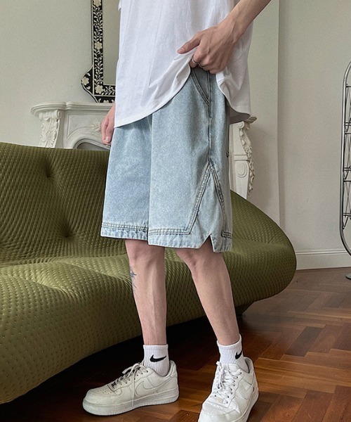 「MGV」 デニムハーフパンツ LARGE ライトブルー メンズ_画像6