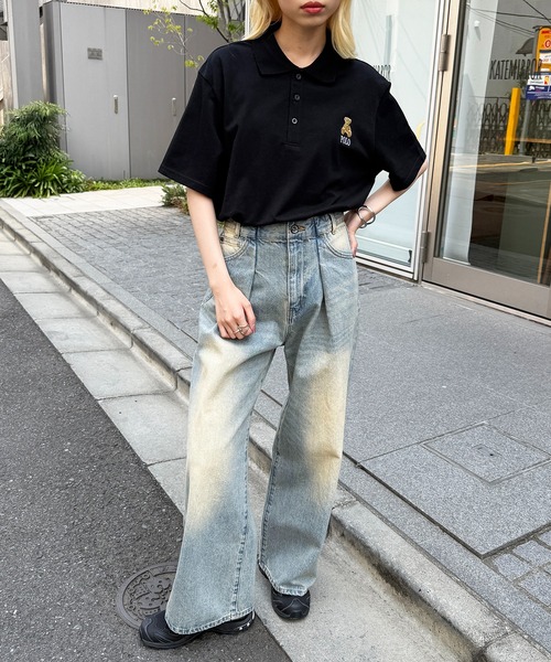 「POLO BCS」 半袖ポロシャツ M ネイビー レディース_画像2