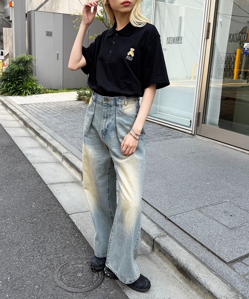 「POLO BCS」 半袖ポロシャツ M ネイビー レディース_画像3