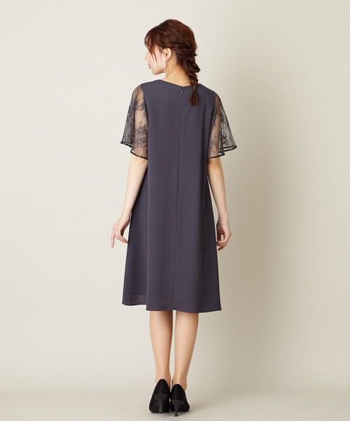 「AIMER」 半袖ワンピース M ワイン レディース_画像3