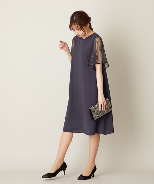 「AIMER」 半袖ワンピース M ワイン レディース_画像5