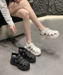 厚底 サンダル 厚底スニーカーサンダル レース...の詳細画像2